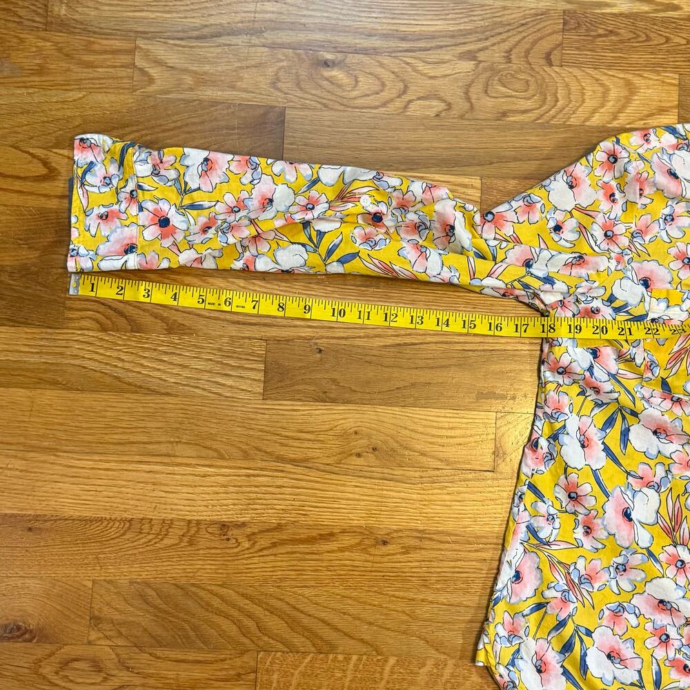 Tommy Hilfiger Womens Small Yellow Pink Floral Cotton Long Sleeve Shirt Cottage - Picture 5 of 9